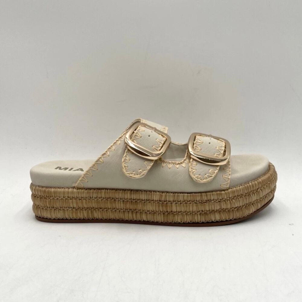 MIA Womens Mieko Platform Double Buckle Slide Sandal Seashell Cream Size 7.5 NEW - Picture 9 of 15